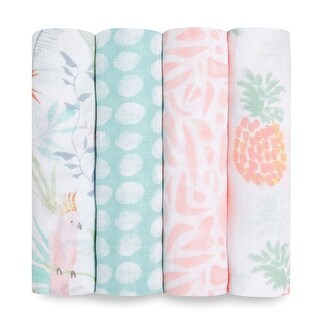 aden + anais essentials cotton muslin swaddle blanket 4 pack tropicalia