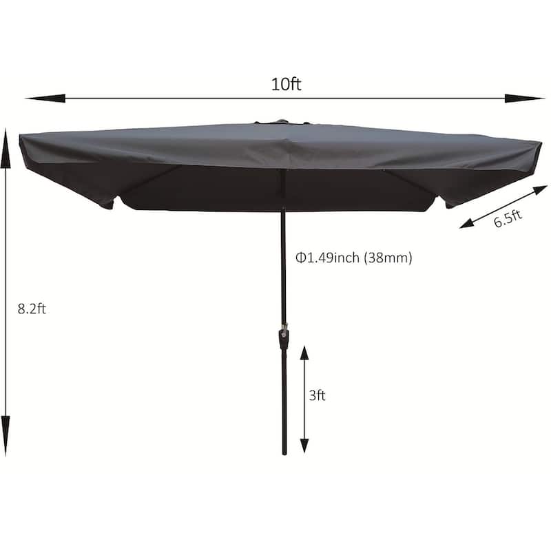 Rectangular Patio Umbrella Outdoor Market Umbrellas with Crank and Push Button Tilt