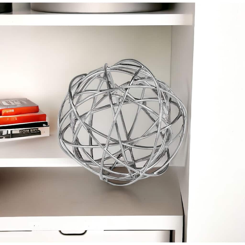 HomeRoots 7" X 7" X 7" Silver Large Wire Sphere - 7' X '7' X '7