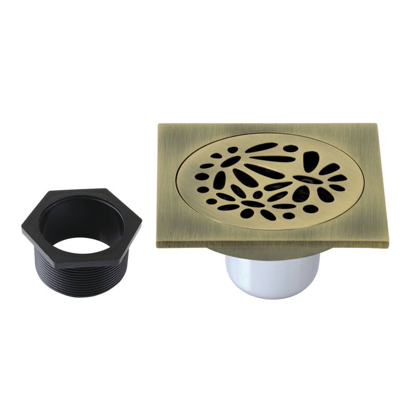 Watercourse Floral 4" Square Grid Shower Drain