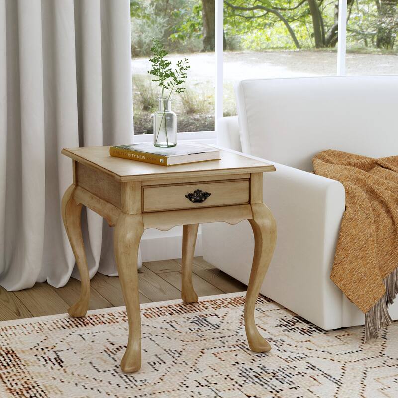 Grace 1-Drawer End Table - Antique Beige