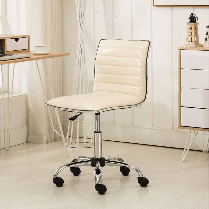 Artificial Leather Office Chair Mid Back Office Chair with 360° Swivel Adjustable Air Lift and 5 Wheels, for Office