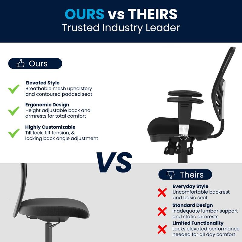 Mid-Back Mesh Multifunction Executive Swivel Ergonomic Office Chair with Adjustable Arms