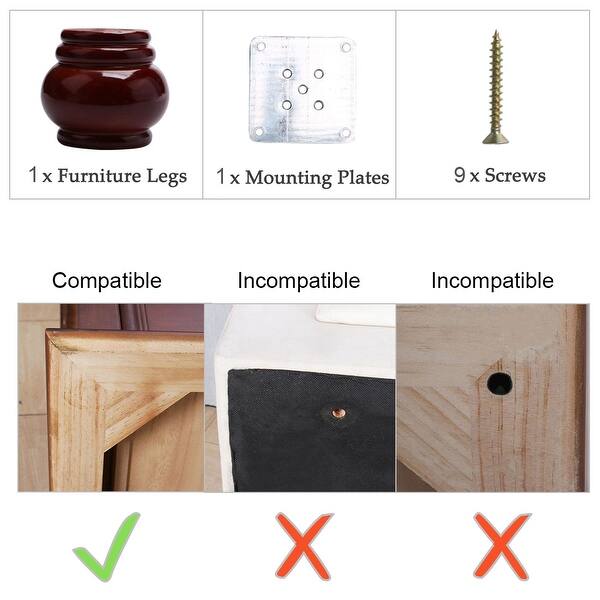 3 Inch Wood Furniture Legs  : 2.5 X 2.5 X 5 Inches Color: