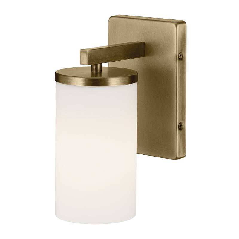Kichler Lighting Crosby 1-Light Natural Brass Wall Sconce with Etched Glass