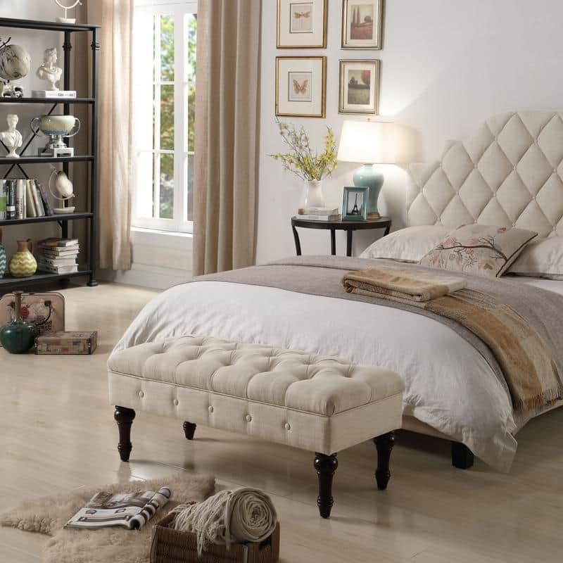 Rosevera Laguerre Tufted Upholstered Ottoman Bench, Bedroom Bench