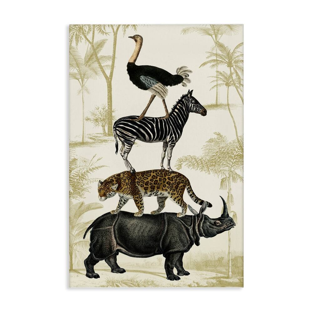 Stupell Tower of Safari Animals Canvas Wall Art Design By Victoria Barnes