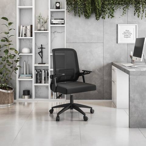 Ergonomic Office Mesh Chair Flip Up Armrests with Lumbar Support Adjustable Height Computer Task Chairs