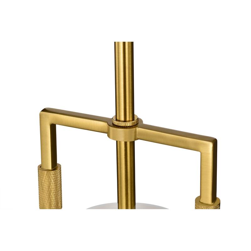 1-Light Gold Mini Pendant with White Cylindrical Glass Shade