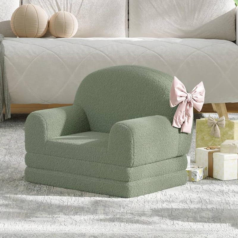 2-in-1 Comfy Toddler Couch, Convertible Sofa for Girls and Boys - Green