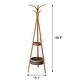 preview thumbnail 5 of 3, Natural Bamboo Freestanding Coat Rack with Storage Rack