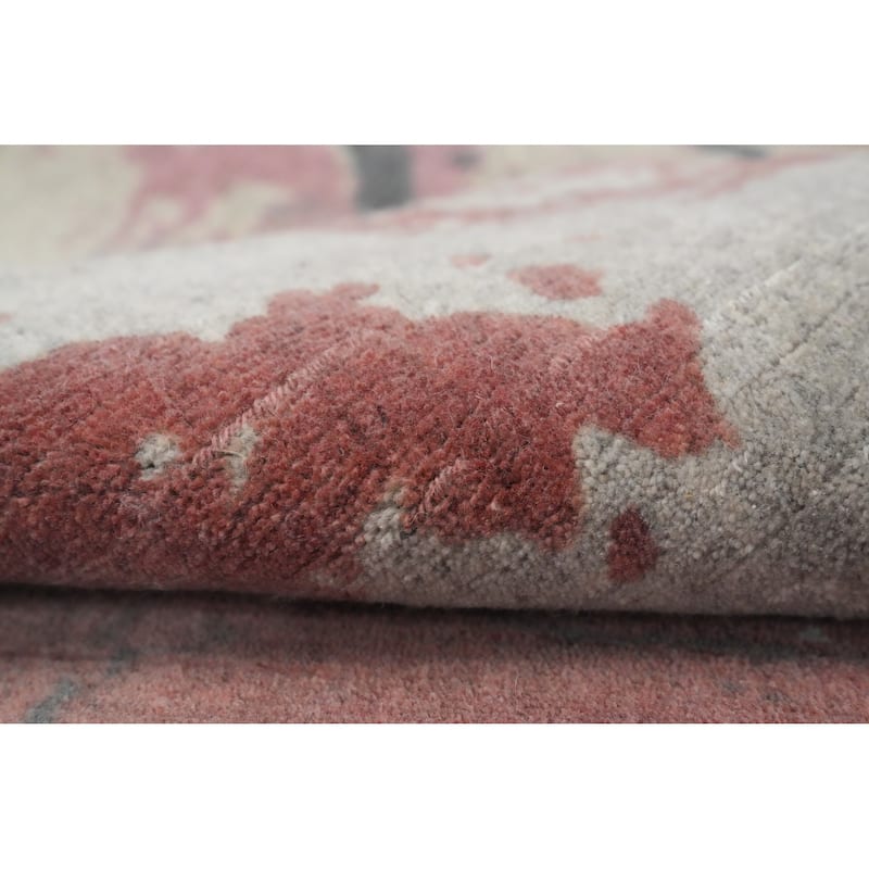 Hand Knotted Oriental Viscose Silk Carpet Modern All-Over Oranges & Rust Abstract Runner Rug - 4' 7'' X 2' 4''