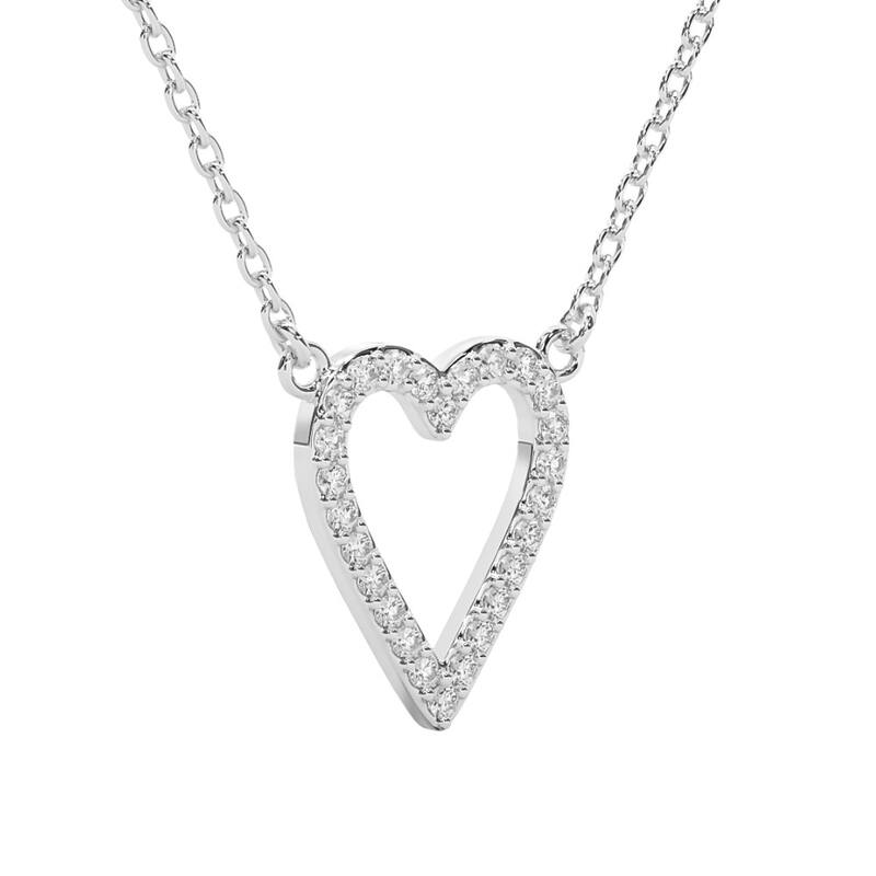 1/5Ct Diamond Heart Pendant Gold 18" Necklace Lab Grown 1/2"
