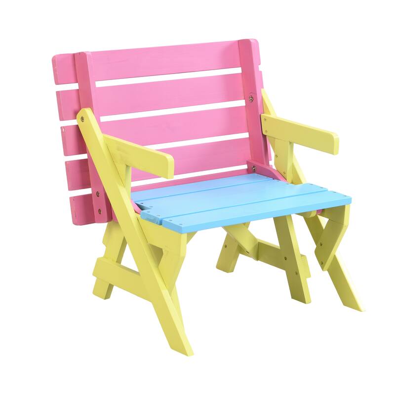 KID'S Multi-Function Arm Chair,Table+ 2 Benches (All-in-one)