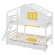 preview thumbnail 11 of 10, White Twin over Twin Size Solid Wood Bunk Bed with 2 Drawers, 1 Storage Box, 1 Shelf, Window and Roof