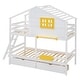 preview thumbnail 11 of 10, White Twin over Twin Solid Wood Bunk Bed with Drawers and Roof