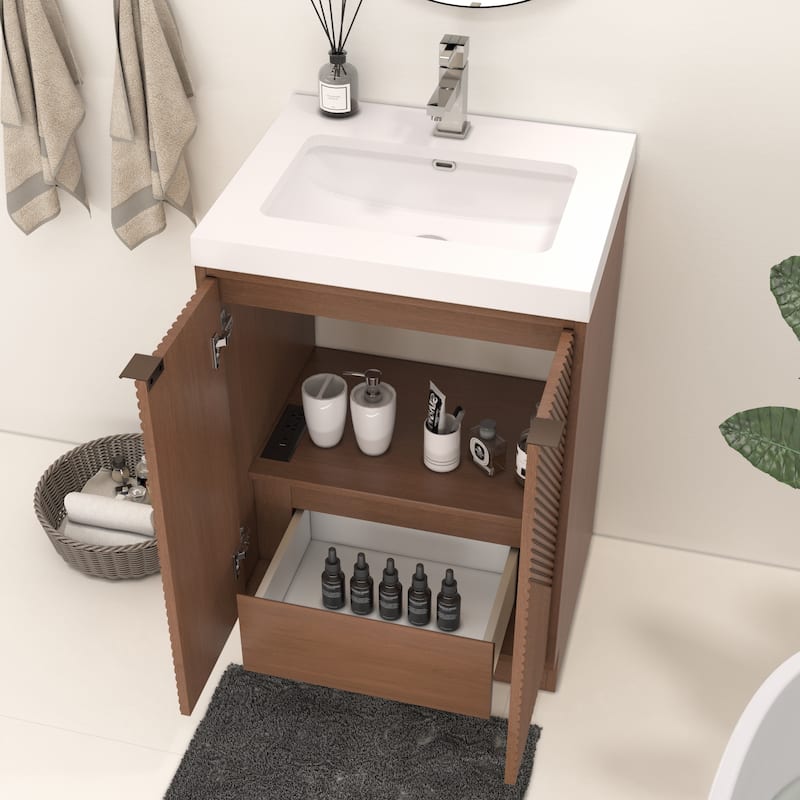 Milano 24" Freestanding Bathroom Vanity with White Acrylic Sink