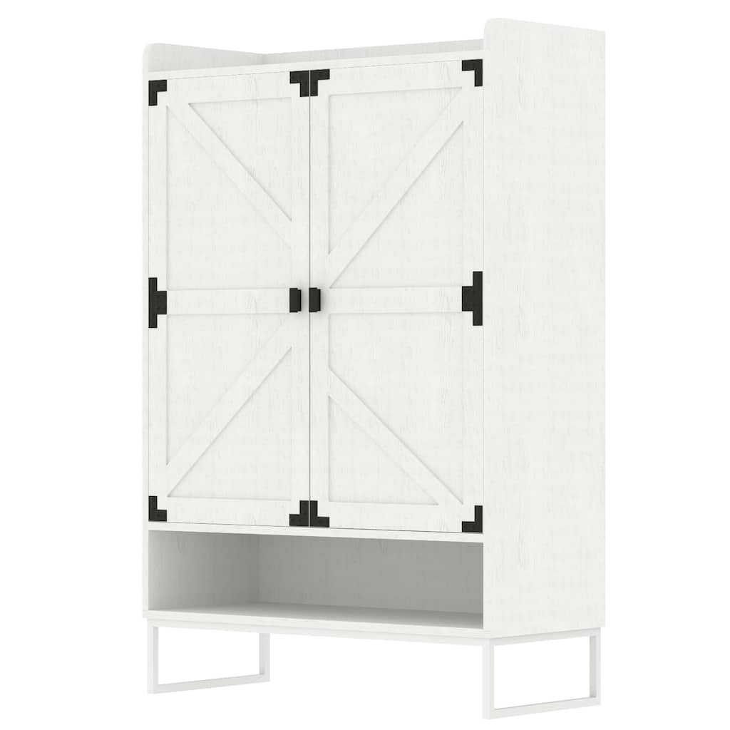 2 Doors Shoe Cabinet with Adjustable Shelves, 6 Tier Shoe Storage Cabinet 24 Pair Wood Shoe Shelves for Entryway