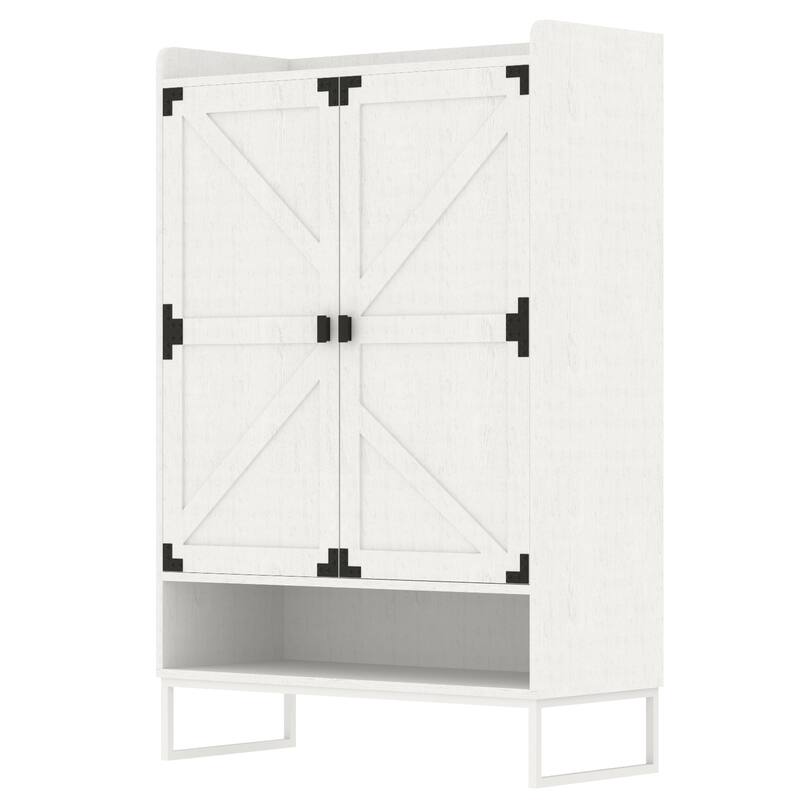 Farmhouse Style Wooden Shoe Storage Rack Cabinet with 6-Tiers, Adjustable Shelves, and Hidden Doors for Entryway, Hallway
