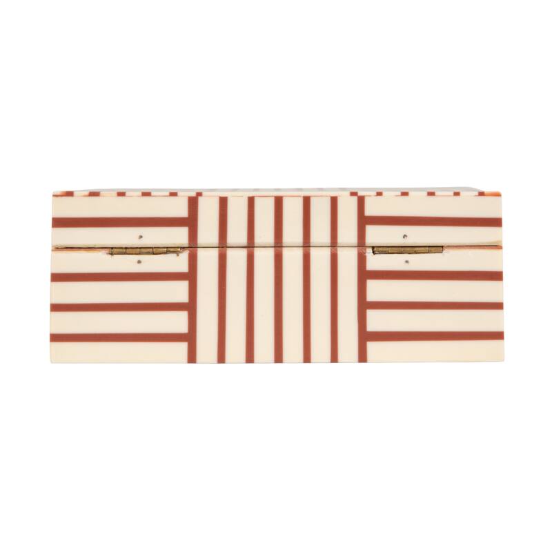 Resin Box with Striped Block Pattern and Gold Clasp