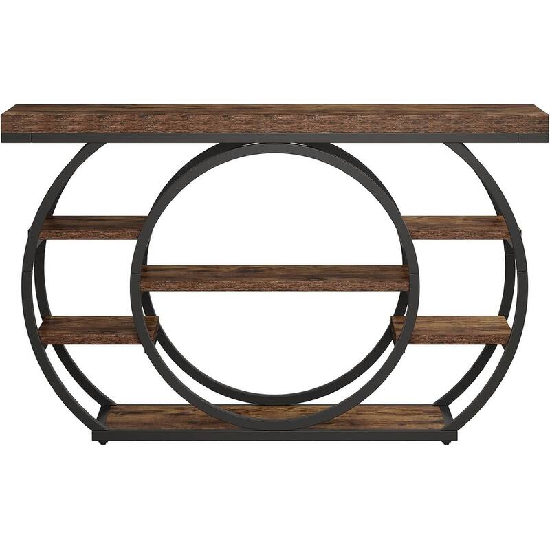 47" Console Table, 5-Tier Industrial Entryway Table with Metal Frame
