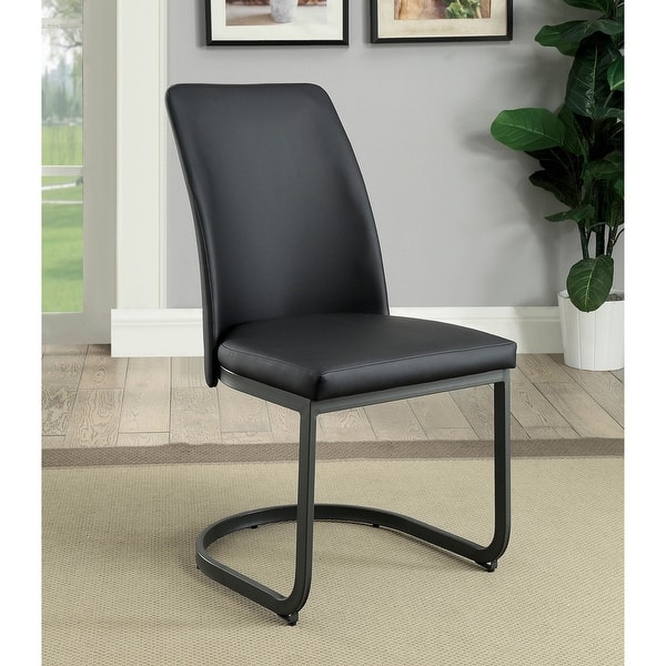 Hown Contemporary Black Faux Leather Upholstered Dining Chairs by