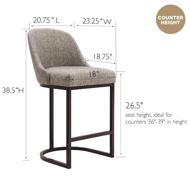 Leick Home Upholstered Barrelback Counter Stool with Metal Base