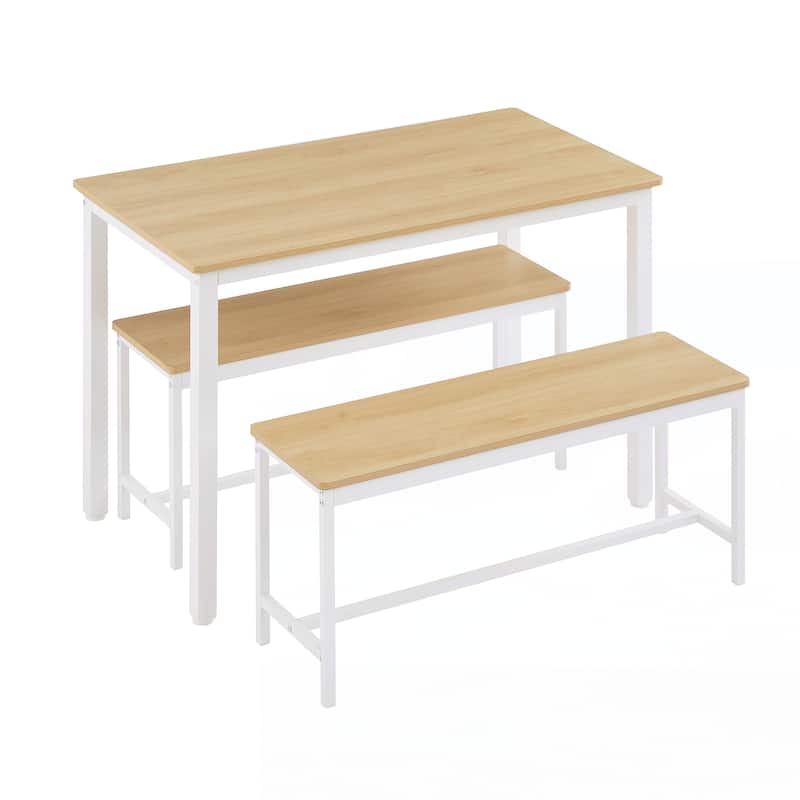Dining Table Set, Bar Table with 2 Dining Benches