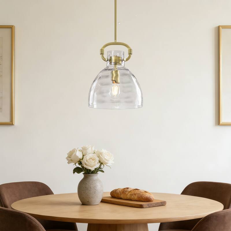 Skystar 1 - Light Single Pendant With Clear Hammered Glass Shade