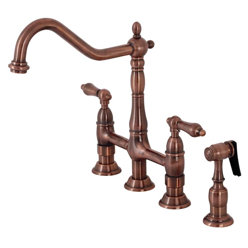Heritage Bridge Kitchen Faucet with Brass Sprayer