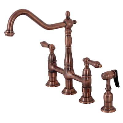 Kingston Brass Heritage Bridge Kitchen Faucet with Brass Sprayer
