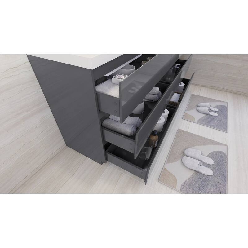 Aron 72'' Freestanding Vanity with Double Reinforced Acrylic Sink