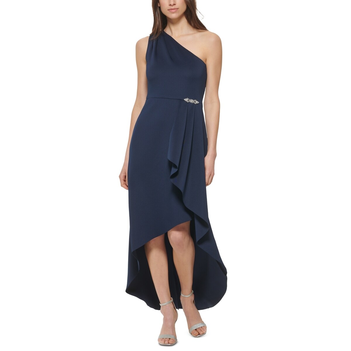 Jessica Howard Women s Ruffled High Low Dress Blue Size 10Petite Bed Bath Beyond 40625899