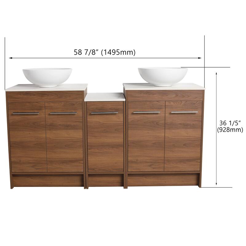 BNK 24/36/48/60 Inch Bathroom Vanity with Sink, Freestanding Bathroom Vanity with Soft Close Doors and Adjustable Shelf