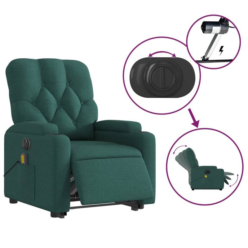 vidaXL Stand up Massage Recliner Chair Power Lift Wingback Armchair Fabric