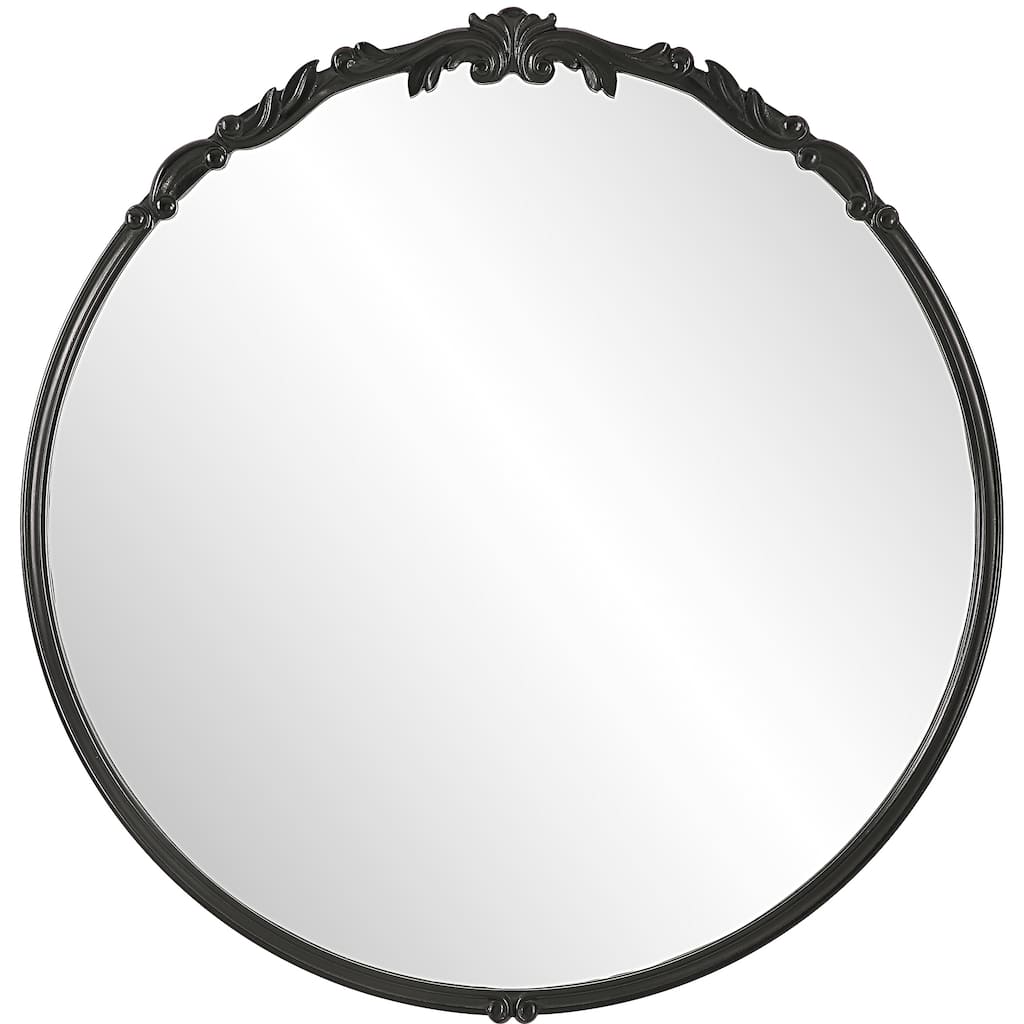 Satin Black Round Mirror - 30"W x 31"H x 0.71"D