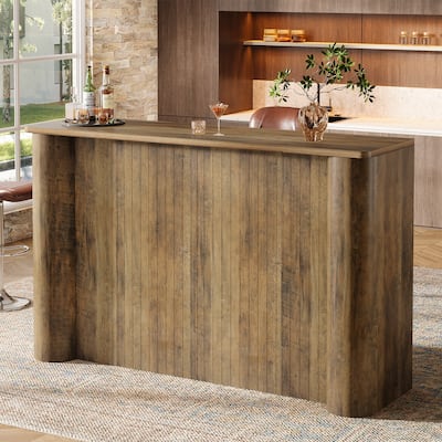 2-Tier Home Bar Unit Bar Cabinet Height Pub Table - 41.34" D x 63" W x 15.75" H