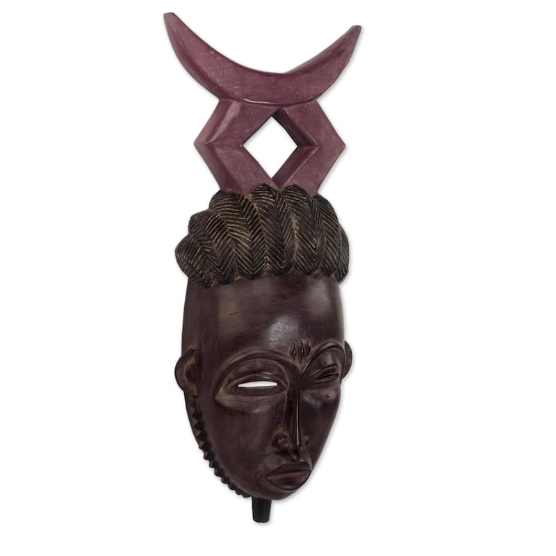 Novica Handmade Baule Crescent African Wood Mask