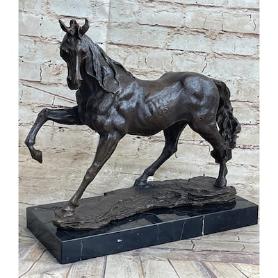 Signed Original Arabian Horse Bronze Sculpture Modern Art Marble Figurine Figure