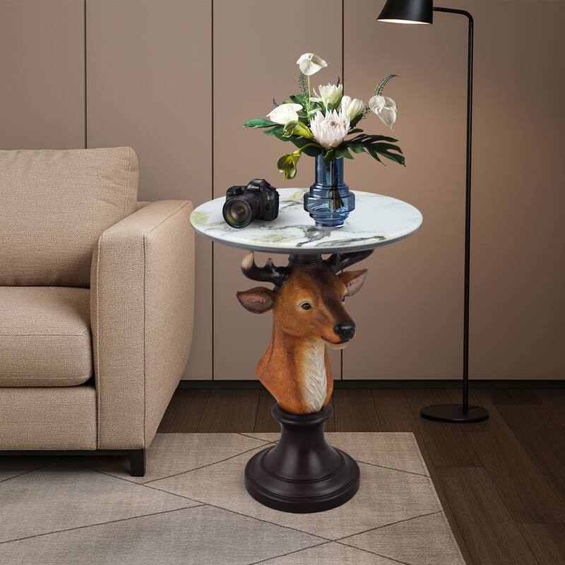 Deer Head Accent Table Animal Statue End Tables Livingroom