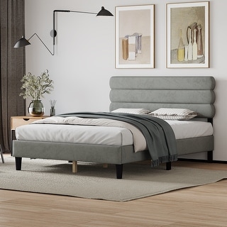 Elegant Design Upholstered Queen Platform Bed