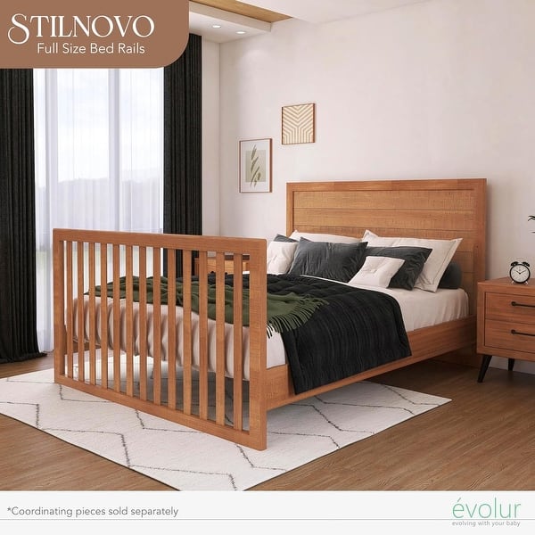 dimension image slide 5 of 6, Evolur Convertible Crib Wooden Full-Size Bed Rail