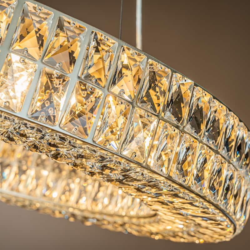 12-Light Modern And Contemporary Lighting Crystal Ring Chandelier For Dining Room And Living Room