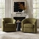 preview thumbnail 73 of 106, Cuenca Modern Living Room Wooden Upholstered 360° Swivel Barrel Chair with Metal Base and Wide Backrest