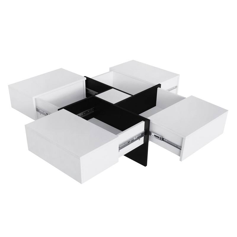 ON-TREND Unique Design Coffee Table with 4 Hidden Storage Compartments