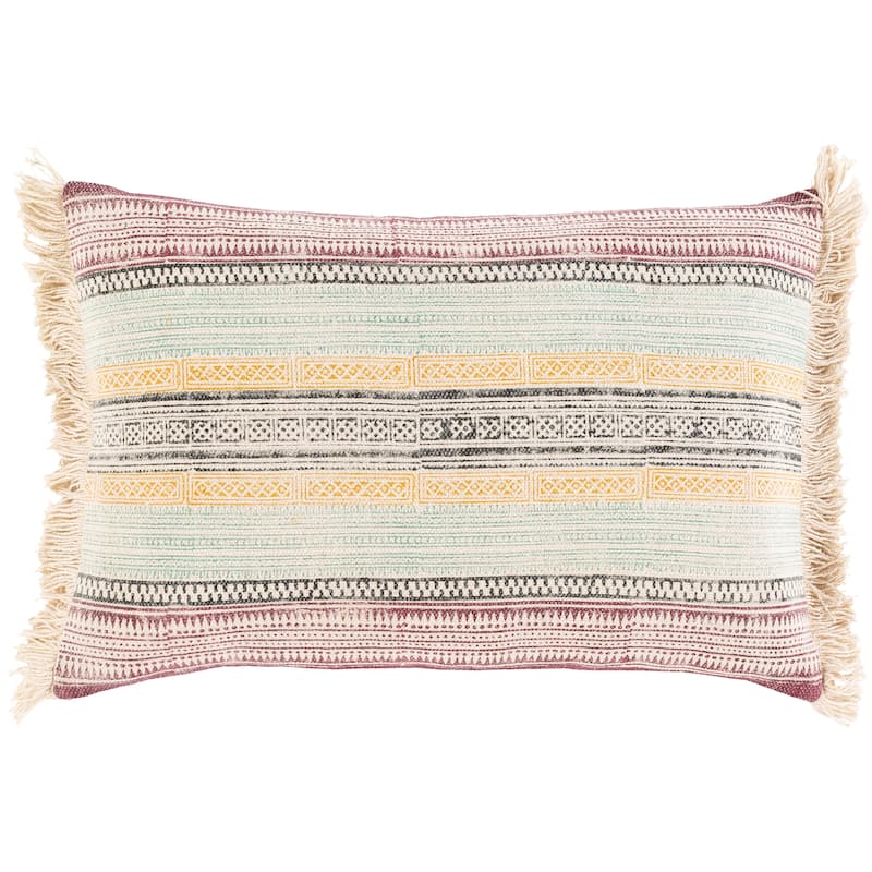 Zeba Block Horizontal Stripe Bohemian Throw Pillow or Cover