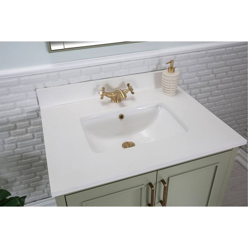 Albia 30'' Free-standing Single Bathroom Vanity with Quartz Vanity Top & Mirror