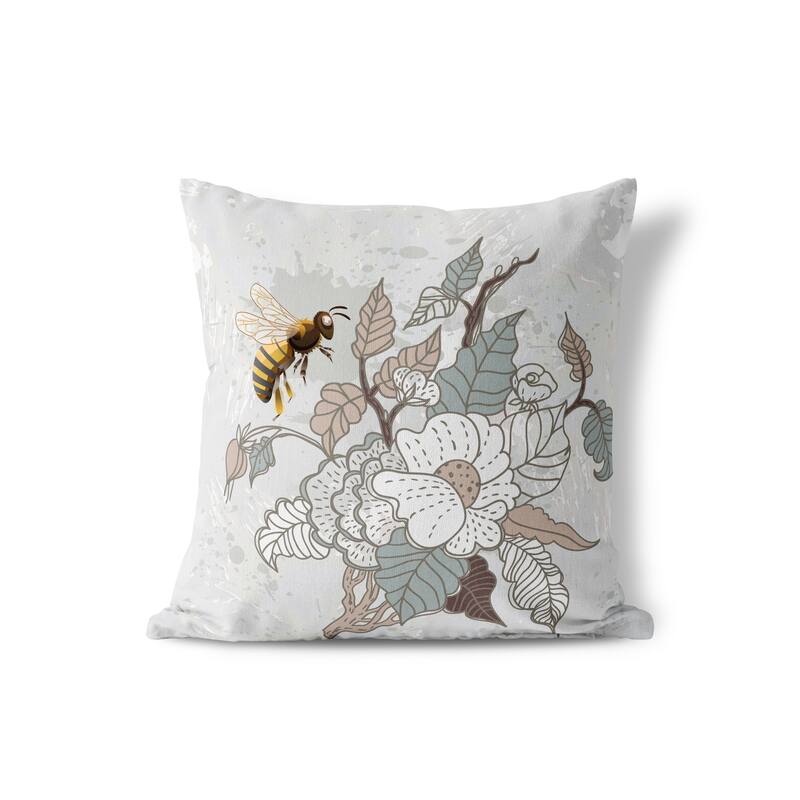 Amrita Sen Bee Bush Bliss Faux Suede Accent Pillow with Zip - 18" x 18"