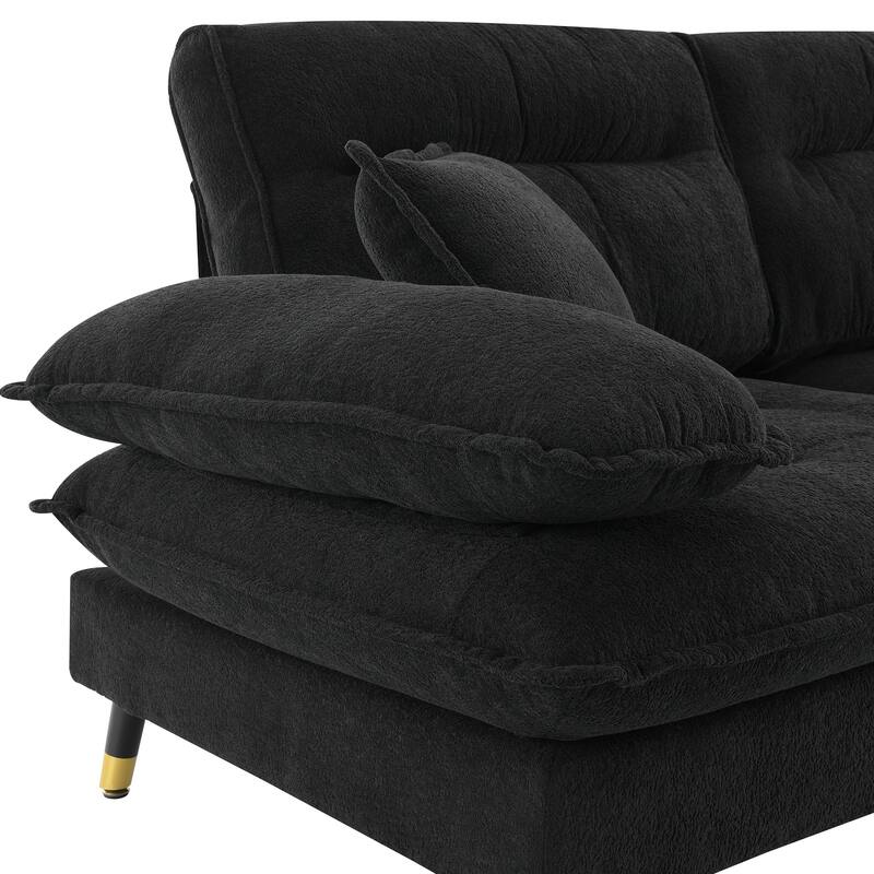 106" L-Shaped 4 Seater Convertible Sectional Sofa with Movable Ottoman, Adjustable Two-Tone Legs for Living Room