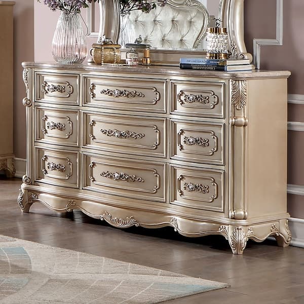 slim fit dress slacks Hd-1801 Bedroom Set In Antique Gold Finish | Homey Design main image 1